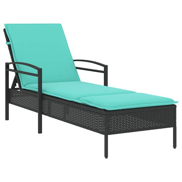 vidaXL Chaise longue avec coussin Noir 63 x 200 x 81 cm R&eacute;sine tress&eacute;e (&Eacute;tats-Unis uniquement)