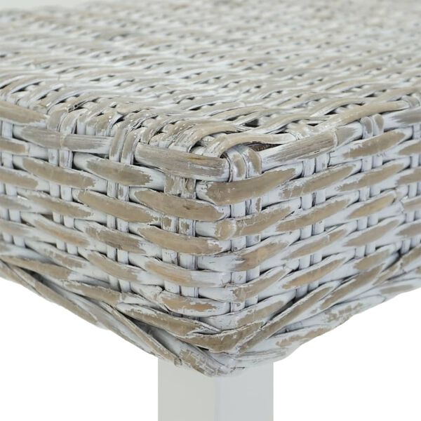 vidaXL Banc Blanc 160x35x45 cm Rotin kubu naturel et acajou solide