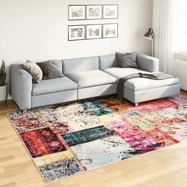 vidaXL Tapis lavable Patchwork 190x300 cm multicolore