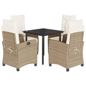 vidaXL Ensemble &agrave; manger de jardin avec coussins 5pcs Beige poly rotin