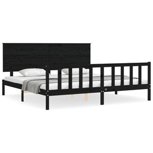 vidaXL Cadre de lit sans matelas noir 200x200 cm bois massif de pin