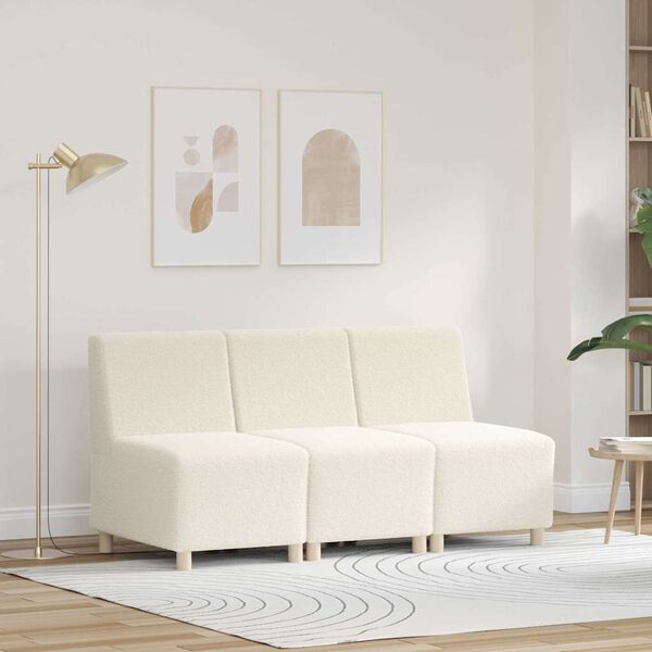 vidaXL Unit&eacute; de Sofa Modulaire Sans Accoudoirs 3 pcs Cr&egrave;me