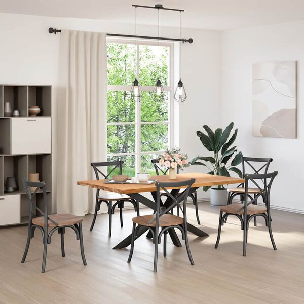 vidaXL Table &agrave; manger marron clair bois de ch&ecirc;ne massif rectangulaire