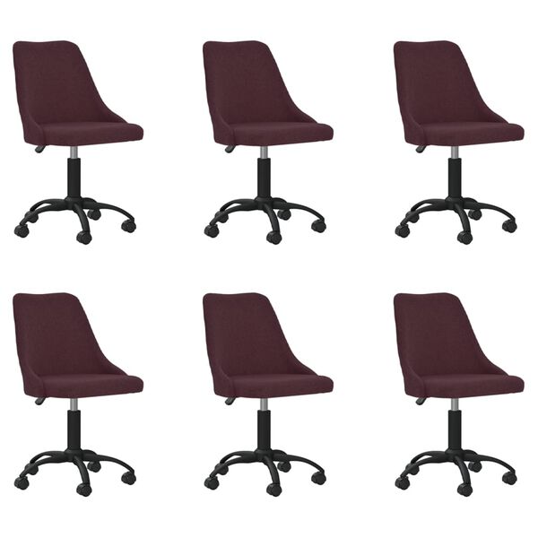vidaXL Chaises pivotantes &agrave; manger lot de 6 violet tissu