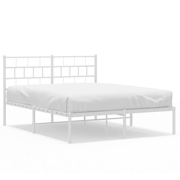 vidaXL Cadre de lit m&eacute;tal sans matelas et t&ecirc;te de lit blanc 160x200 cm