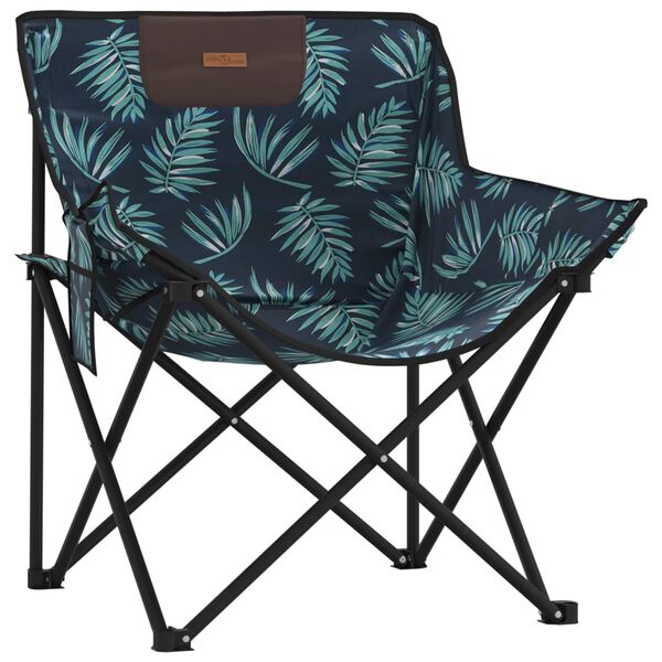 vidaXL Chaise de camping avec poche pliable lot de 2 motif de feuille