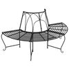 vidaXL Banc demi-circulaire tour d'arbre &Oslash;159 cm Noir Acier