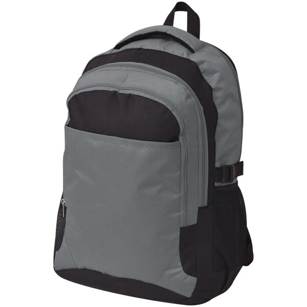 vidaXL Sac &agrave; dos d'&eacute;cole 40 L noir et gris