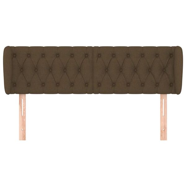 vidaXL T&ecirc;te de lit avec oreilles Marron fonc&eacute; 163x23x78/88 cm Tissu