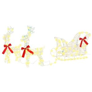 vidaXL Tra&icirc;neau tir&eacute; par un renne Blanc chaud 30 x 12 x 54,5 cm PET