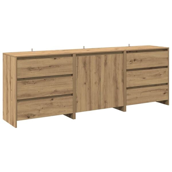 vidaXL Buffet 3 pcs chêne artisanal bois d'ingénierie