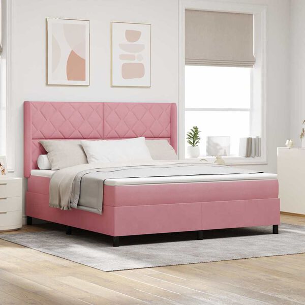 vidaXL Lit &agrave; ressorts avec matelas Rose 180 x 200 cm Velours