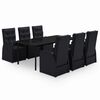 vidaXL Ensemble &agrave; manger de jardin avec coussins 7 pcs Noir