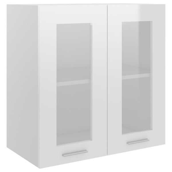 vidaXL Vitrine suspendue "Lyon" Blanc brillant 60 x 31 x 60 cm Bois d'ing&eacute;nierie