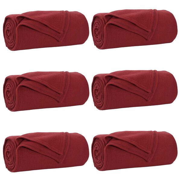 vidaXL Couvertures &agrave; jeter 6 pcs Rouge Bordeaux 170 x 130 cm Toison