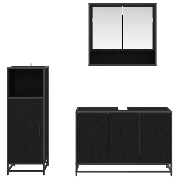 vidaXL Ensemble de mobilier de salle de bain 3 pcs Ch&ecirc;ne noir