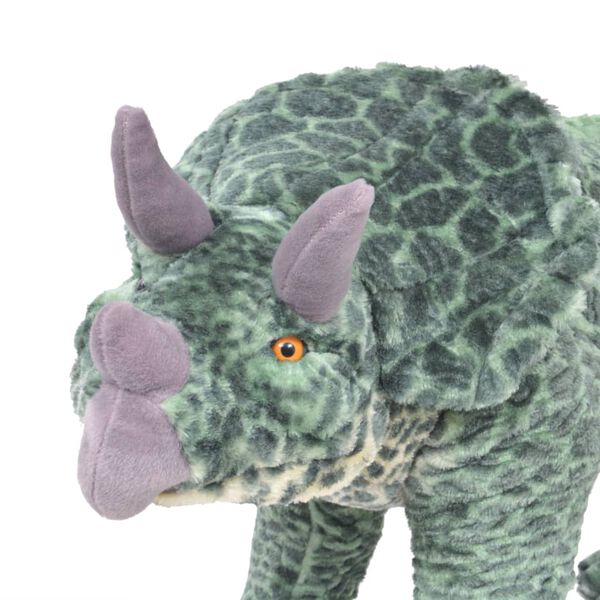 vidaXL Jouet en peluche Dinosaure Tric&eacute;ratops Vert XXL