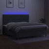 vidaXL Sommier &agrave; lattes de lit et matelas et LED Gris fonc&eacute; 200x200 cm