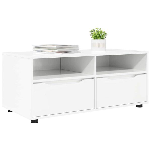 vidaXL Meuble TV Blanc brillant 100 x 48 x 43 cm Bois d'ing&eacute;nierie