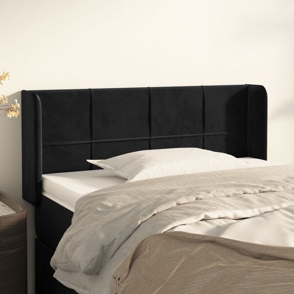 vidaXL T&ecirc;te de lit avec oreilles Noir 93x16x78/88 cm Velours