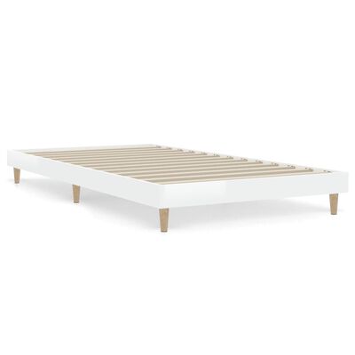 vidaXL Cadre de lit blanc brillant 90x200 cm bois d'ingénierie