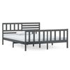 vidaXL Cadre de lit Gris Bois massif 140x190 cm