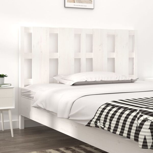 vidaXL T&ecirc;te de lit blanc 145,5x4x100 cm bois massif de pin