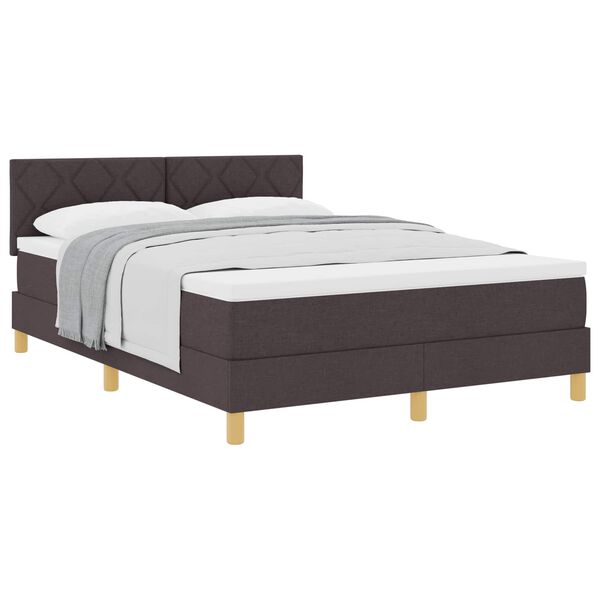 vidaXL Lit &agrave; ressorts avec matelas Marron fonc&eacute; 140 x 190 cm tissu