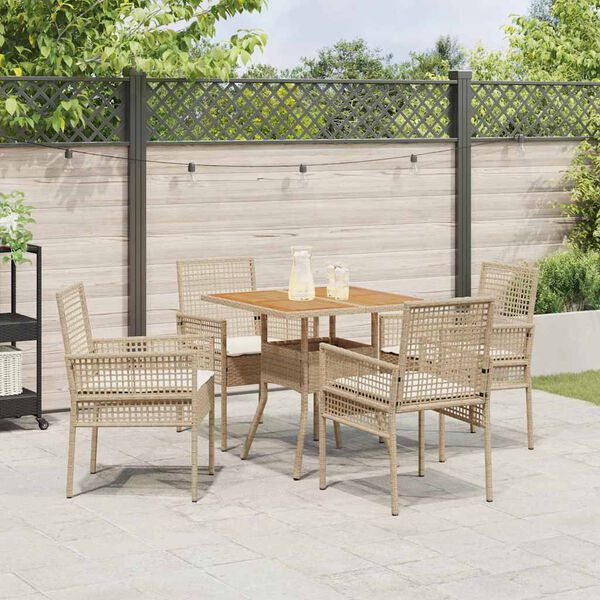 vidaXL Ensemble de salle &agrave; manger pour jardin 5 pcs Beige polyrotin