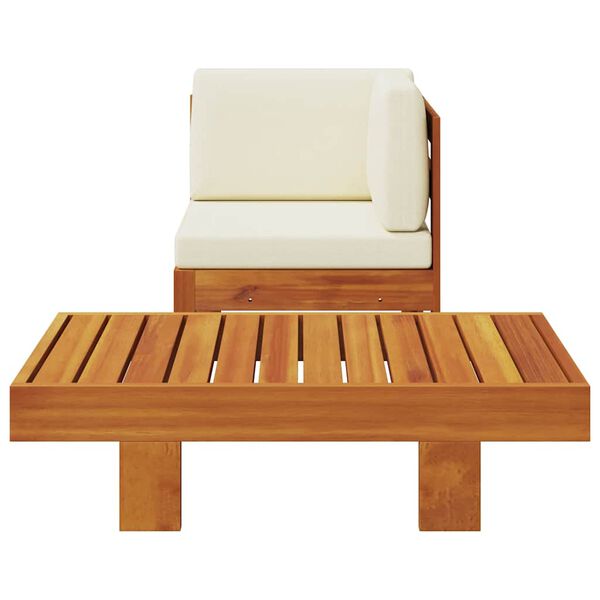vidaXL Salon de jardin 2 pcs avec coussins blanc cr&egrave;me Bois d'acacia