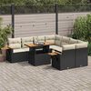 vidaXL Salon de jardin avec coussins 9 pcs noir r&eacute;sine tress&eacute;e acacia
