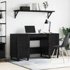 vidaXL Bureau avec porte Ch&ecirc;ne noir 140 x 50 x 75 cm Bois d'ing&eacute;nierie