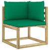 vidaXL Canap&eacute;s d'angle de jardin 2pcs et coussins Pin impr&eacute;gn&eacute; de vert