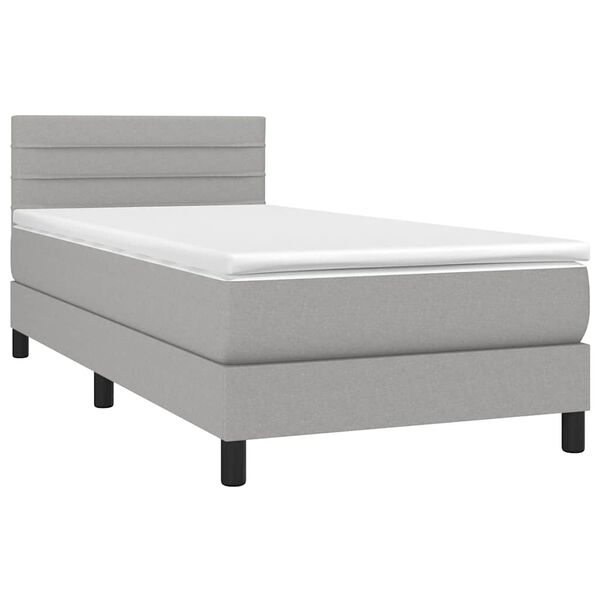 vidaXL Sommier &agrave; lattes de lit avec matelas Gris clair 80x200 cm Tissu