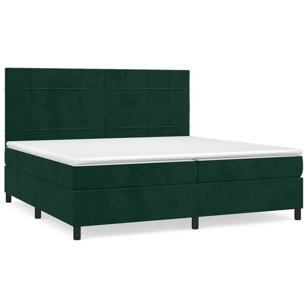 vidaXL Sommier &agrave; lattes de lit et matelas Vert fonc&eacute; 200x200cm Velours