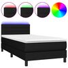 vidaXL Sommier &agrave; lattes de lit avec matelas et LED Noir 90x200cm Tissu