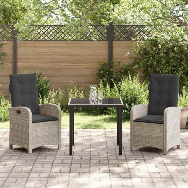 vidaXL Ensemble de salle &agrave; manger pour jardin 3 pcs Gris clair