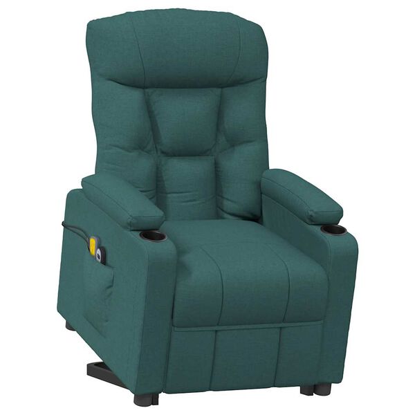 vidaXL Fauteuil de massage Vert fonc&eacute; Tissu