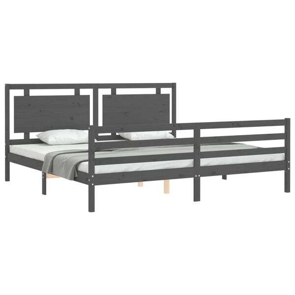 vidaXL Cadre de lit sans matelas gris 200x200 cm bois massif