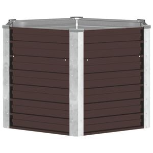 vidaXL Lit sur&eacute;lev&eacute; de jardin Marron 129x129x77 cm Acier galvanis&eacute;