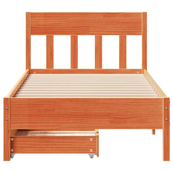 vidaXL Cadre de lit sans matelas cire marron 75x190 cm bois pin massif