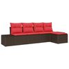 vidaXL Ensemble de canap&eacute; de jardin 5 pcs Marron polyrotin