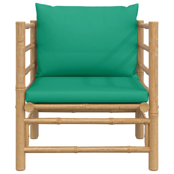 vidaXL Canapé de jardin avec coussins vert bambou