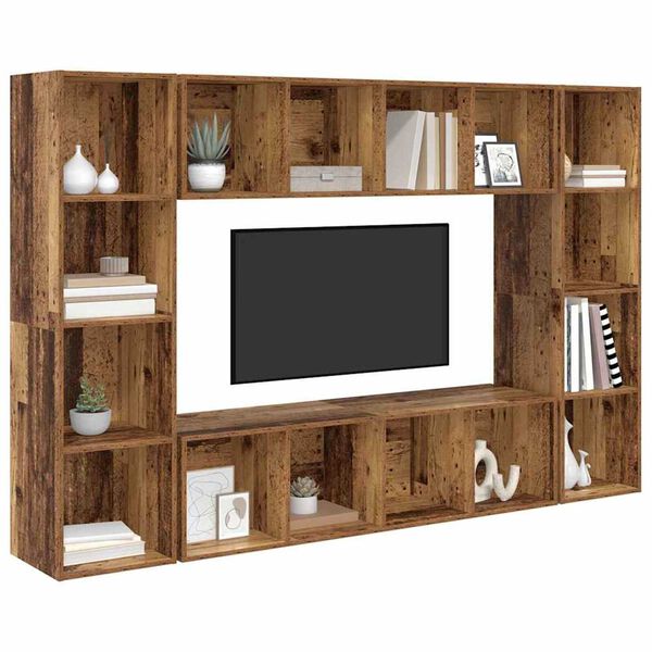 vidaXL Ensemble meuble TV 4 pcs Marron 37 x 37 x 142,5 cm