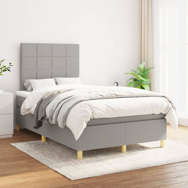 vidaXL Sommier &agrave; lattes de lit avec matelas Gris clair 120x200cm Tissu