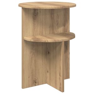 vidaXL Table d'appoint avec stockage Ch&ecirc;ne artisanal &Oslash; 39,5 x 55 cm