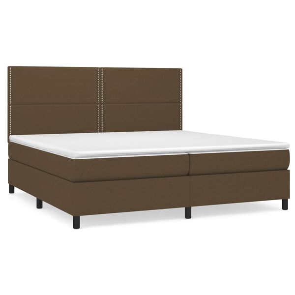 vidaXL Sommier &agrave; lattes de lit avec matelas Marron fonc&eacute; 200x200 cm