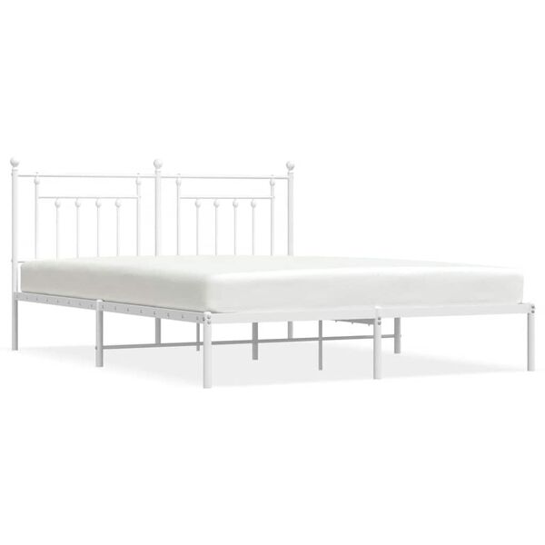 vidaXL Cadre de lit métal sans matelas et tête de lit blanc 183x213 cm