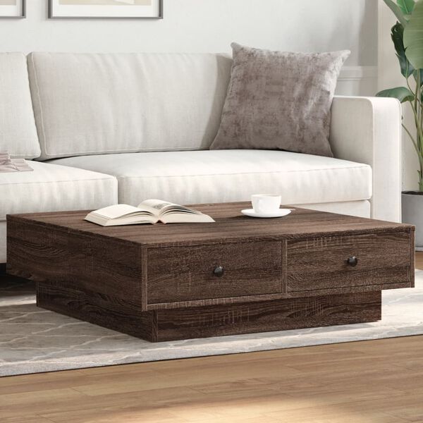 vidaXL Table basse Ch&ecirc;ne marron 90x90x28 cm Bois d'ing&eacute;nierie