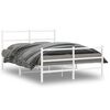 vidaXL Cadre de lit m&eacute;tal sans matelas et pied de lit blanc 135x190 cm